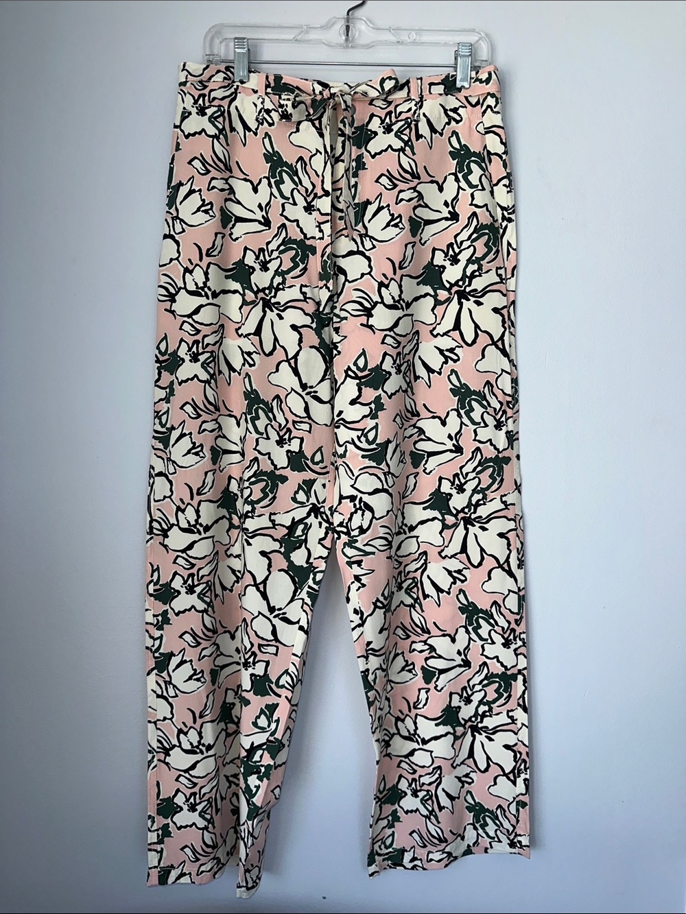 Banana Republic Pink Floral Wide-Leg Pants